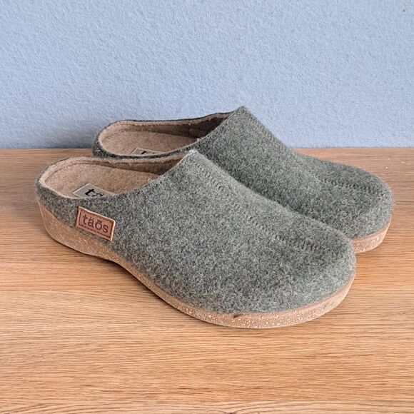 Taos Convertawool Green Wool Mules Women’s 7 38 Slip-On Clog Shoes Slippers - Picture 1 of 11